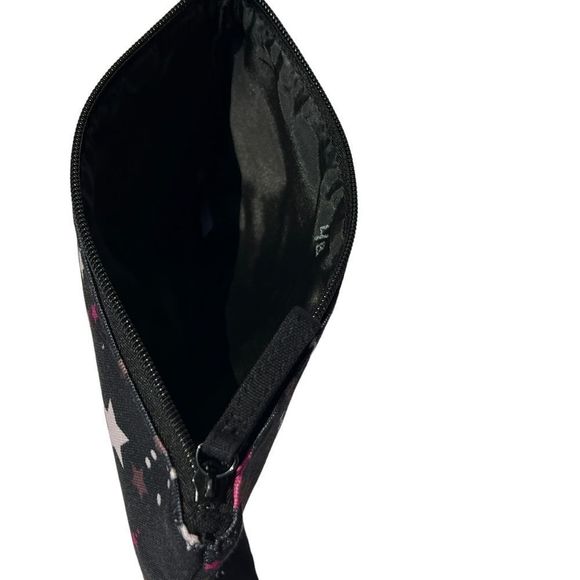 🎉HP🎊Kate Spade Large Canvas Cosmetic Zip Twinkle Star Pouch Black Pink Multi - Picture 9 of 11